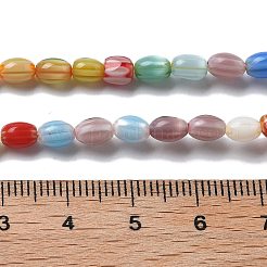 ハンドメイドミッレフィオーリ ランプワークビーズ連売り  ライス  ミックスカラー  6~7x4~5mm  穴：0.5mm  約51個/連  11.02インチ（28cm）&nbsp;LAMP-F035-02