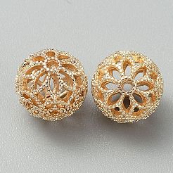 真鍮ビーズ  中空の花とラウンド  14KGP本金メッキ  12mm  穴：1.4mm&nbsp;FIND-TAC0035-05