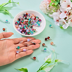 100Pcs 10 Colors Glass Pendants&nbsp;PALLOY-TAC0291