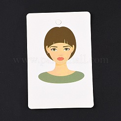 紙のピアスディスプレイカード  イヤリングホルダーカード  女の子の模様と長方形  ダークシーグリーン  9x6x0.03cm  穴：5mmと1mm&nbsp;DIY-B061-05A