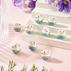 9Pcs Handmade Printed Porcelain Beads&nbsp;PORC-TADJ0001-01I