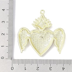 メッキ合金エナメルチャームラック  カドミウムフリー＆ニッケルフリー＆鉛フリー  翼のチャームが付いた聖なるハート  ゴールドカラー  38.5x37.5x3.5mm  穴：1.6mm&nbsp;PALLOY-F018-28G-02