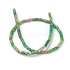 ナチュラルインペリアルジャスパービーズ連売り  染め  コラム  ライムグリーン  13~14x4~4.5mm  穴：1mm  約29個/連  15.35インチ〜15.7インチ（39~39.9cm）&nbsp;G-E508-04E