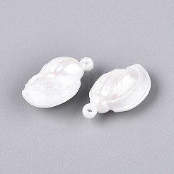 ABSプラスチックパール調ペンダント  シェル形状  乳白色  29.5~30x16.5~17x12.5mm  穴：1.8mm  約259個/500g&nbsp;KY-T041-04