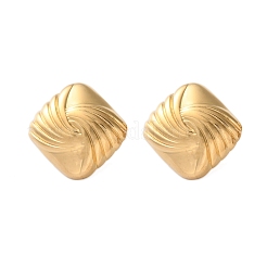 女性用304ステンレススチールスタッドピアス  菱形  ゴールドカラー  27.5x27.5mm&nbsp;EJEW-K306-01G