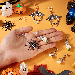 Hallowmas Alloy Enamel & Synthetic Turquoise Dangle & Stud Earring Sets&nbsp;EJEW-TA00709