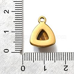 天然タイガーアイの三角形のチャーム  304ステンレススチールチャーム  18KGP本金メッキ  15x12x6mm  穴：1.5mm&nbsp;STAS-D310-02G-01
