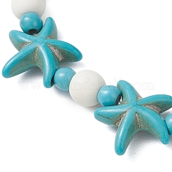 3Pcs 3 Colors Starfish & Turtle Synthetic Turquoise Beads Stretch Bracelets for Women&nbsp;BJEW-JB12129