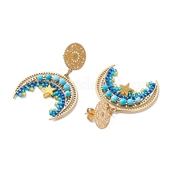 Bohemian Style Glass Seed Bead Dangle Stud Earrings&nbsp;EJEW-MZ00275