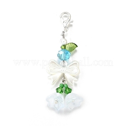 4Pcs Glass & ABS Imitation Pearl Pendant Decoration&nbsp;X1-HJEW-TA00352