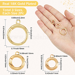 真鍮スプリングゲート留め具 6種類 3個  リング  18KGP本金メッキ  13.5~22x11~18x2.5~3mm  穴：1.6~2.2mm  2個/スタイル&nbsp;KK-SC0007-09