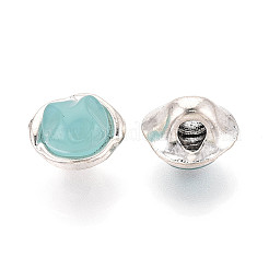 亜鉛合金と天然ターコイズボタン  1穴  フラットラウンド  アンティークシルバー  17.5x16mm  穴：5.5mm&nbsp;LS-BUTT-WH0057-001E-AS