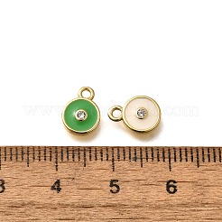真鍮製マイクロパヴェキュービックジルコニアペンダント  エナメル  カドミウムフリー＆ニッケルフリー＆鉛フリー  フラットラウンドのチャーム  ミックスカラー  9x7x2mm  穴：1.4mm&nbsp;KK-U055-13G