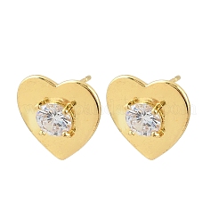 Brass Micro Pave Cubic Zirconia Stud Earrings&nbsp;KK-Z166-02G