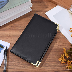 ポケット付きPUレザーサーバーブック  合金パーツ  長方形  ブラック  200x123x13mm&nbsp;AJEW-WH20020-629A