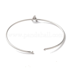 Rack Plating Brass Micro Pave Clear Cubic Zirconia Letter Open Cuff Bangles&nbsp;BJEW-A018-01P-A