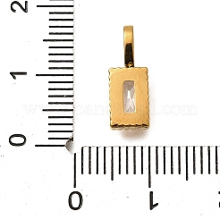 304ステンレススチールラインストーンチャーム  イオンプレーティング（ip）  長方形チャーム  透明  14.5x5.5x2.5mm  穴：4.5x2.5mm&nbsp;STAS-M109-04G-02