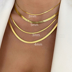女性用304ステンレススチールスネークチェーンネックレス  ゴールドカラー  3mm  17.72インチ（45cm）&nbsp;WG80FEF-07