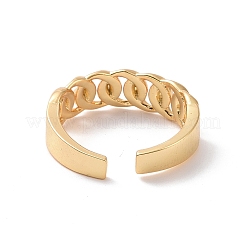 Brass Curb Chains Shape Open Cuff Ring for Women&nbsp;RJEW-P034-07G