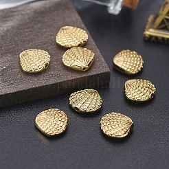 合金ビーズ  鉛フリー＆ニッケルフリー＆カドミウムフリー  ホタテ貝殻  14KGP本金メッキ  12x13.5x4mm  穴：1mm&nbsp;X-TIBEB-A004-007G-NR