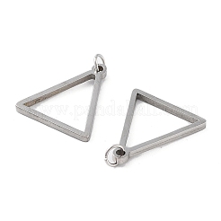 変色しない304ステンレススチールペンダント  レーザー切断  丸カン付き  ステンレス鋼色  三角形  17x15x1mm  穴：2mm&nbsp;STAS-G324-01D-P