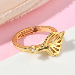 Brass Micro Pave Cubic Zirconia Adjustable Finger Rings&nbsp;RJEW-P185-01G