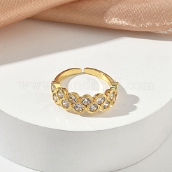Brass Micro Pave Cubic Zirconia Cuff Open Rings&nbsp;RJEW-C163-14G