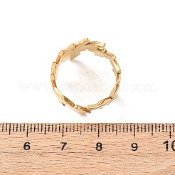 女性用304ステンレススチールオープンカフリング  花  イオンプレーティング（ip）  18KGP本金メッキ  15.5mm  usサイズ6 3/4(17.1mm)&nbsp;RJEW-K309-37B-G