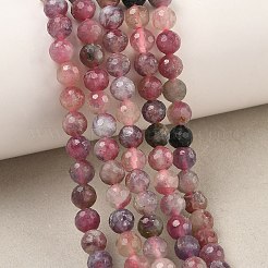 天然梅の花トルマリンビーズ連売り  ファセット（64ファセット）  ラウンド  6mm  穴：0.8mm  約62~67個/連  15.16~15.55インチ（38.5~39.5cm）&nbsp;G-G927-22A-01