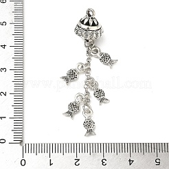 チベット風合金ビッグサイズペンダントトップ  魚  長持ちメッキ  ラックめっき  アンティークシルバー  56.5x11mm  穴：2mm&nbsp;FIND-H056-05AS