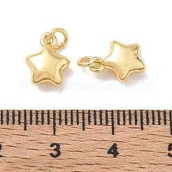 真鍮製チャーム  スターのチャーム  18KGP本金メッキ  スター  9.5x7.5x4mm  穴：2.5mm&nbsp;KK-E797-02C-G