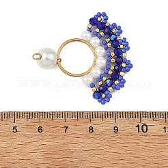 304 Stainless Steel & Glass Seed Beaded Pendants&nbsp;PALLOY-MZ01376-03