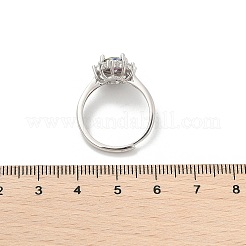 Rhodium Plated 925 Sterling Silver Moissanite Adjustable Rings for Women&nbsp;RJEW-U038-02P