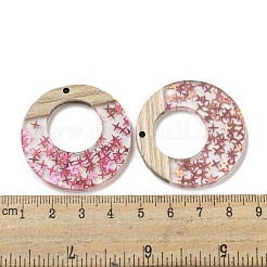 ウッドペンダント  樹脂と金箔  リング  サクランボ色  38x4mm  穴：2mm&nbsp;FIND-B042-09D