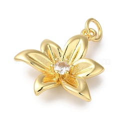 Rack Plating Brass Micro Pave Clear Cubic Zirconia Pendants&nbsp;KK-B092-09G