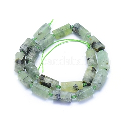 つや消し天然プレナイトビーズ連売り  多面カット  コラム  13~18x7~10.5mm  穴：1mm  約19~21個/連  15.16インチ（38.5cm）&nbsp;G-L552C-04
