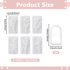 7 個のプラスチック金型  粘土カッター  ピアス作りに  花  ホワイト  40~48x22~28x12~24mm&nbsp;DIY-ME0002-43