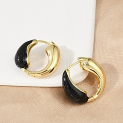 Brass Enamel Stud Earrings&nbsp;EJEW-M082-03G
