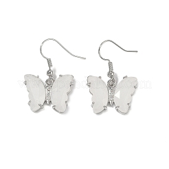 Natural Quartz Crystal Brass Dangle Earrings&nbsp;EJEW-M081-01P-01