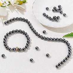 非磁性合成ヘマタイトビーズ連売り  グレードA  ラウンド  10mm  穴：2mm  約40個/連  15.5インチ（39.37cm）&nbsp;G-OC0001-65-10mm