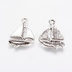 合金ペンダント  帆船  アンティークシルバー  23x16x2mm  穴：2mm&nbsp;PALLOY-G192-11AS