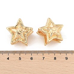 女性のための真鍮のフープピアス  スター  14KGP本金メッキ  23x18.5mm&nbsp;LS-EJEW-U041-08G