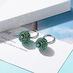 Sparkling Rhinestone Ball Dangle Hoop Earrings&nbsp;EJEW-JE04813
