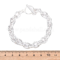 304ステンレススチールアズキチェーンブレスレット（女性・男性用）  トグルクラスプ付き  銀  8.43インチ（21.4cm）&nbsp;BJEW-P376-02S