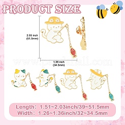猫と魚のエナメルピン 4個 4スタイル  バックパックの服の金メッキ合金バッジ  ミックスカラー  39x32x1.5mm&nbsp;JEWB-CJ0003-43