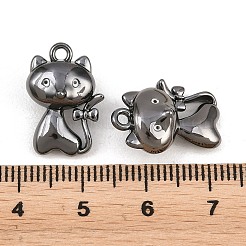 メッキ合金エナメルチャームラック  猫の形のチャーム  カドミウムフリーと鉛フリー＆ニッケルフリー  ガンメタ色  18x12.5x8mm  穴：1.6mm&nbsp;PALLOY-T096-02B