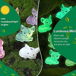 30 個 6 色の蓄光透明樹脂ペンダント  暗闇で光る3D猫チャーム  304ステンレススチールループ付き  ミックスカラー  27x27x17.5mm  穴：2mm  5個/カラー&nbsp;RESI-SZ0003-40