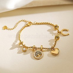 304 Stainless Steel & Crystal Rhinestone Charm Bracelets&nbsp;WG20FFB-01
