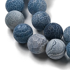 天然石風化瑪瑙ビーズ連売り  ラウンド  染め＆加熱  スチールブルー  12mm  穴：1.6mm  約31個/連  14.76''（37.5センチメートル）&nbsp;G-P538-A01-09