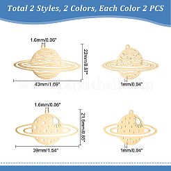 8個4スタイル201ステンレススチールペンダント  レーザー切断  惑星  ミックスカラー  21.5~22x39~43x1mm  穴：1.6mm  2個/スタイル&nbsp;STAS-UN0033-95